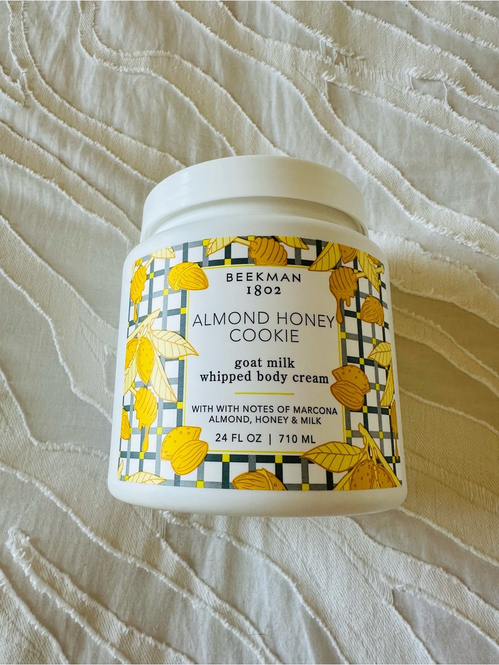 New Beekman 1802 Almond Honey Cookie Whipped Body Cream - White & Yellow Label